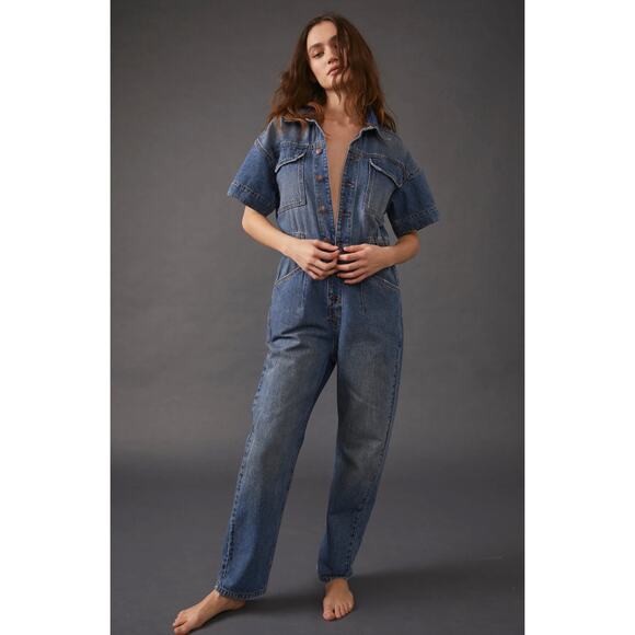 (S) NWT $128 Free People Marci Jumpsuit in High Noon - Picture 4 of 7